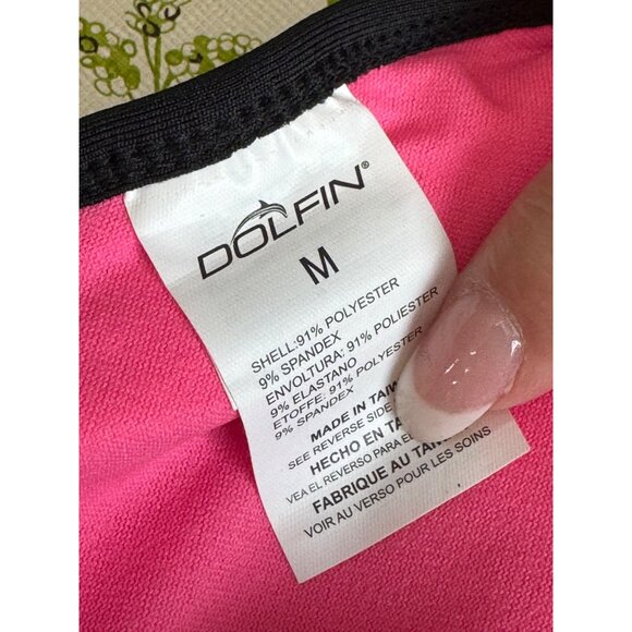 Dolfin Uglies Revibe Black Triangle Bikini Top With Pink Lining & Striped Trim M - Picture 7 of 8